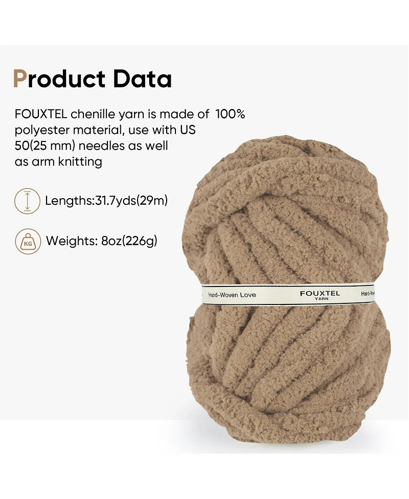 Gnuadz Chunky Chenille Yarn Crocheting Knitting Blanket 8 Pack