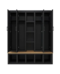 Streamdale Furniture Farmhouse 4-in-1 Hall Tree with Hooks and Bench