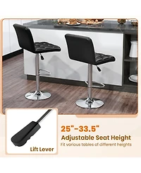 Sugift Pu Leather Bar Stools Set of Two with Back and Adjustable Height