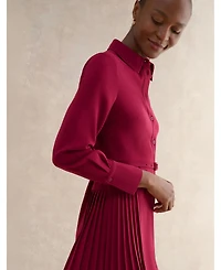 Hobbs London Women's Ginny Belted Pleated Midi Shirt Dress