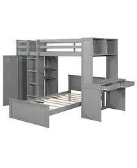 Streamdale Furniture Loft Bed with Desk, Shelves, Wardrobe