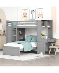 Streamdale Furniture Loft Bed with Desk, Shelves, Wardrobe