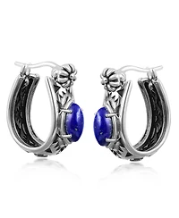 American West Jewelry Sterling Marquise Cut Huggie Hoop Earrings