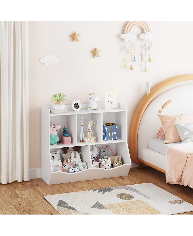 homfan Kids' Toy Storage Organzr with Open Compartments and Tilt-Front Bins