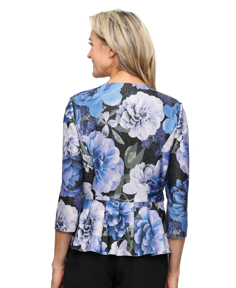 Alex Evenings Petite 3/4-Length-Sleeve Printed Top