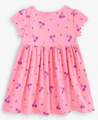 First Impressions Baby Girls' 0M-24M Short-Sleeve Floral-Print Rib Dress, Macy's Exclusive