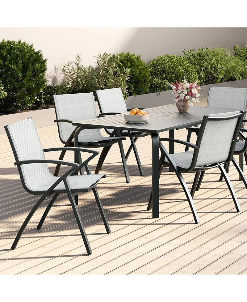 GarveeLife Aluminum Patio Dining Chairs Set Stackable All-Weather Quick-Dry Textilene Mesh, Durable Metal Frame