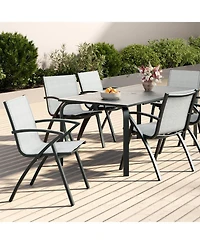GarveeLife Aluminum Patio Dining Chairs Set Stackable All-Weather Quick-Dry Textilene Mesh, Durable Metal Frame