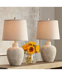 360 Lighting Romeo 23 1/2" High Jar Farmhouse Rustic Accent Table Lamps Set of 2 Distressed Earth Tone Finish Living Room