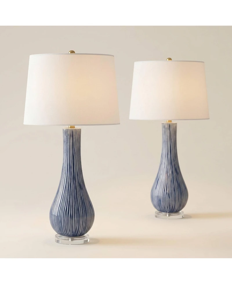 360 Lighting Shannon 30 1/2" High Stripe Ceramic Gourd Table Lamp Set of 2