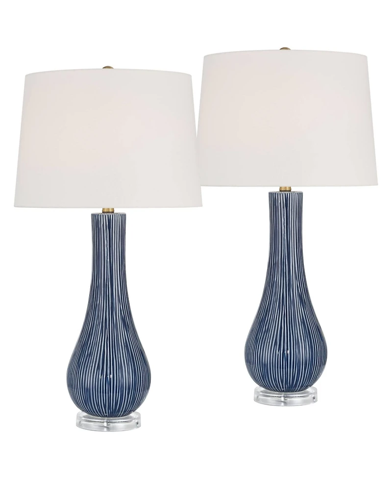 360 Lighting Shannon 30 1/2" High Stripe Ceramic Gourd Table Lamp Set of 2