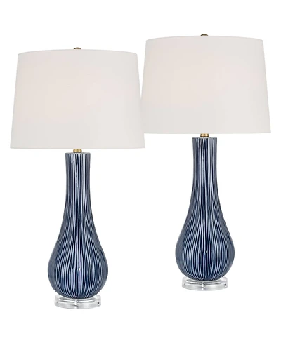 360 Lighting Shannon 30 1/2" High Stripe Ceramic Gourd Table Lamp Set of 2