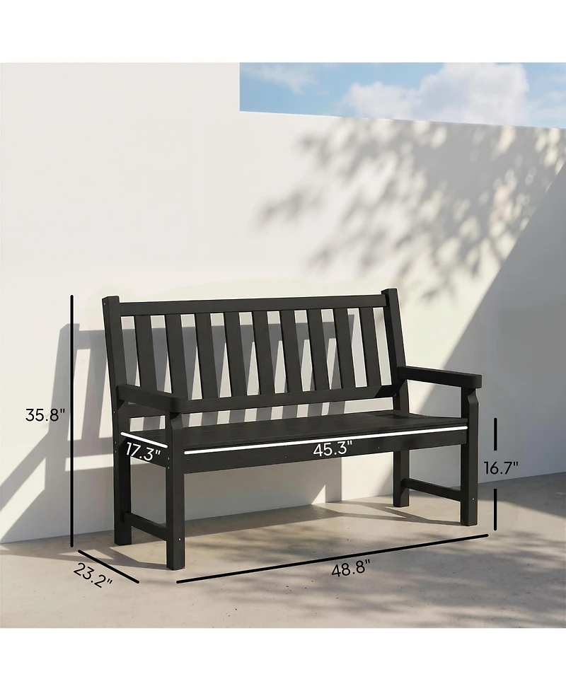 Outsunny 2-Person Outdoor Bench, Hdpe Garden Bench for Backyard,