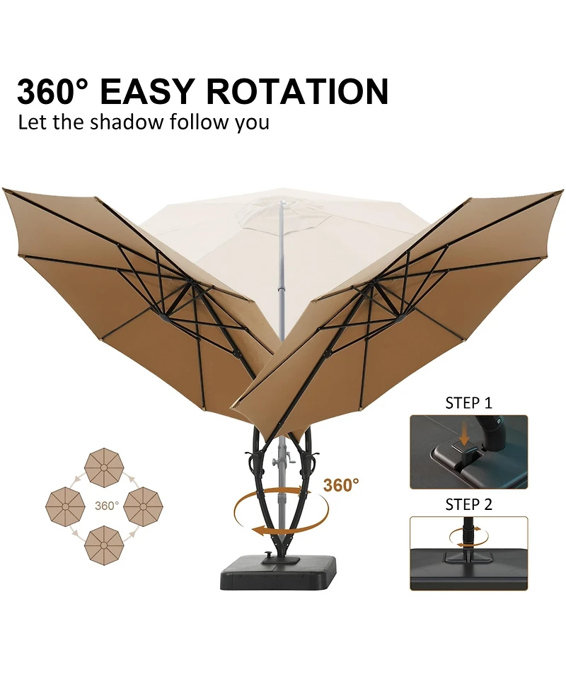 Decksplore Cantilever Patio Umbrella Sun Umbrella Backyard Umbrella with Base