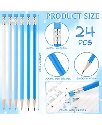 Round Pencils Eraser Hb Graphite Drawing Sketching School Supplies 24 pieces