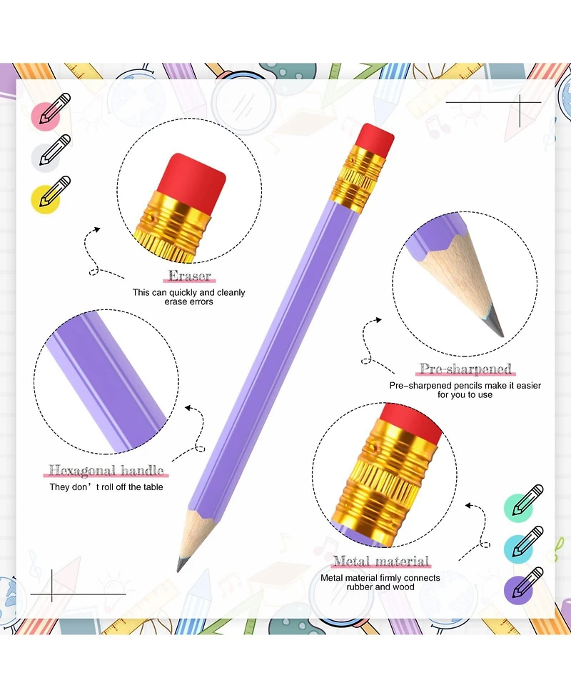 Gnuadz Golf Pencils Mini Half Eraser Hb Writing Drawing Pocket