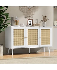 homfan 47.2" rattan buffet cabinet with adjustable shelves-versatile coffee bar and storage sideboard for kitchen or living spaces.