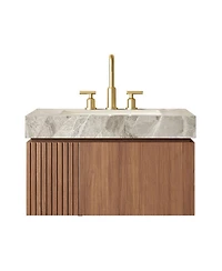 Sillysis Wall Mounted Bathroom Vanity, Sintered Stone Countertop, Undermount Ceramic Sink, Soft Close Cabinet