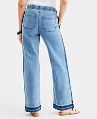 Style & Co Women's High-Rise Two-Tone Pull-On Wide-Leg Jeans, Macy's Exclusive