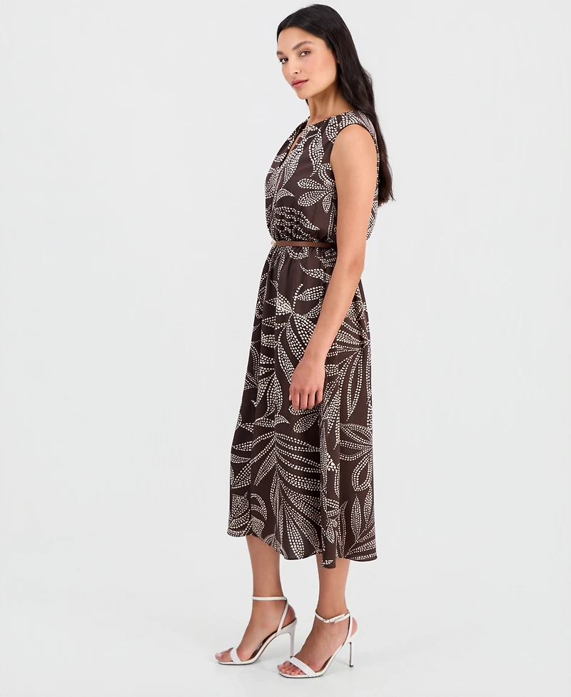 Anne Klein Women's Keyhole-Neck A-Line Midi Dress