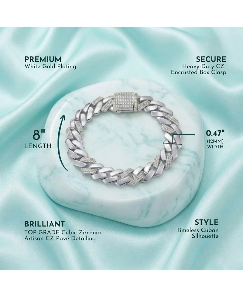 Rachel Glauber Clear Cubic Zirconia Miami Cuban Curb Link Bracelet