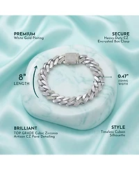 Rachel Glauber Clear Cubic Zirconia Miami Cuban Curb Link Bracelet