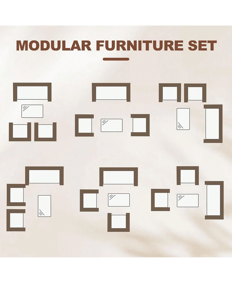 GarveeLife 4 Piece Outdoor Pe Rattan Conversation Set with Cushions and Tempered Glass Table, Loveseat plus 2 Chairs