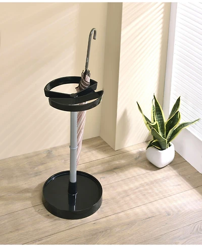 Kings Brand Furniture Contemporary Metal Umbrella Stand with Dual Compartments Circular Modern Design