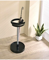 Kings Brand Furniture Contemporary Metal Umbrella Stand with Dual Compartments Circular Modern Design