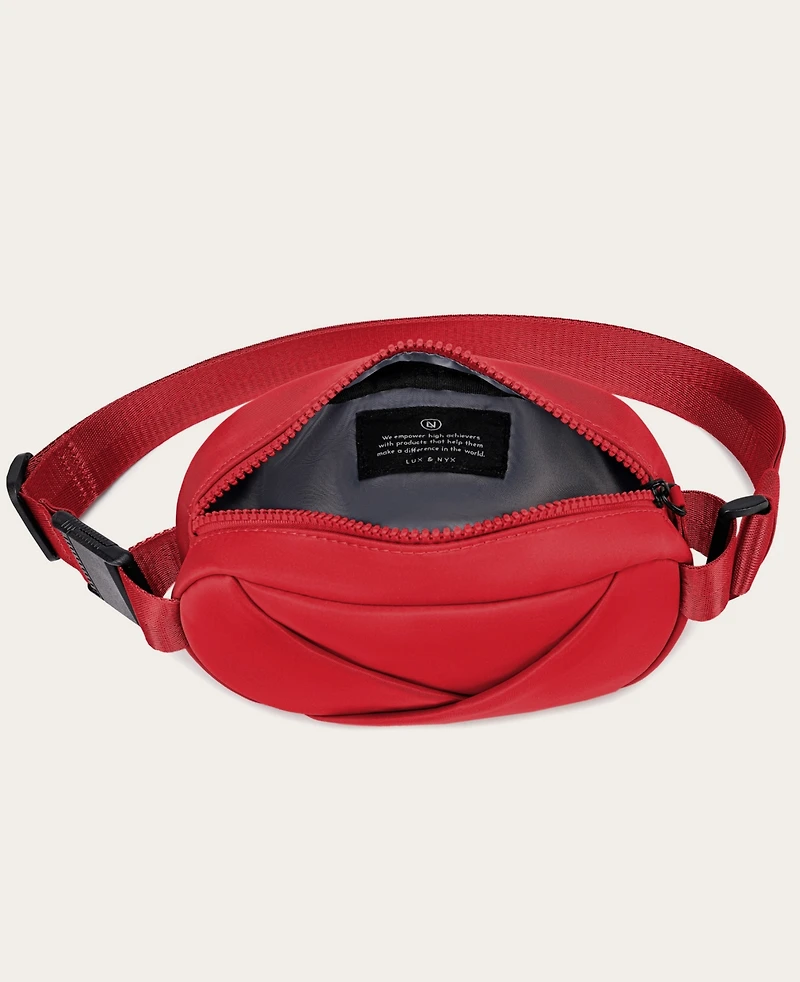 Lux & Nyx Origami Belt Bag Sling - Black Ultra Satin Nylon Convertible Belt, Sling, Crossbody Daily Travel