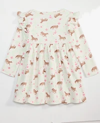First Impressions Baby Girls' 0M-24M Long-Sleeve Horses-Print Dress, Macy's Exclusive