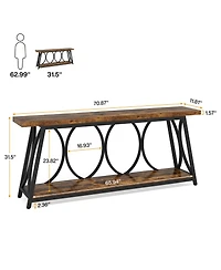 Tribesigns 70.9 inch Extra Long Console Table, Industrial Sofa Table Behind Couch with 2 Tier Storage Shelf, Narrow Entryway Hallway Accent