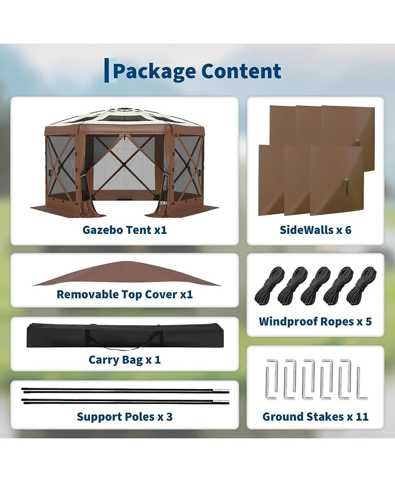 gaomon Pop Up Gazebo Tent with 6 Removable Wind Panels for Outdoor Events, Camping, Patio, Backyard