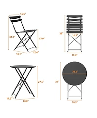 gaomon 3 Piece Outdoor Patio Bistro Set - Folding Metal Chairs and Table