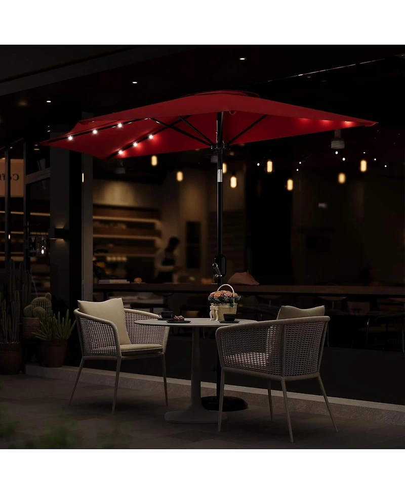 gaomon Half Patio Umbrella with Smooth Crank Lift, Shade Canopy for Patio, Backyard, Garden with Led Lights (No Base)