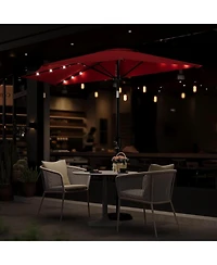 gaomon Half Patio Umbrella with Smooth Crank Lift, Shade Canopy for Patio, Backyard, Garden with Led Lights (No Base)