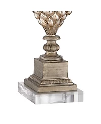 Barnes and Ivy Luke Traditional Table Lamp with Square Riser 35 1/4" Tall Mercury Glass Silver Led Nightlight Off White Shade for Bedroom Living Room