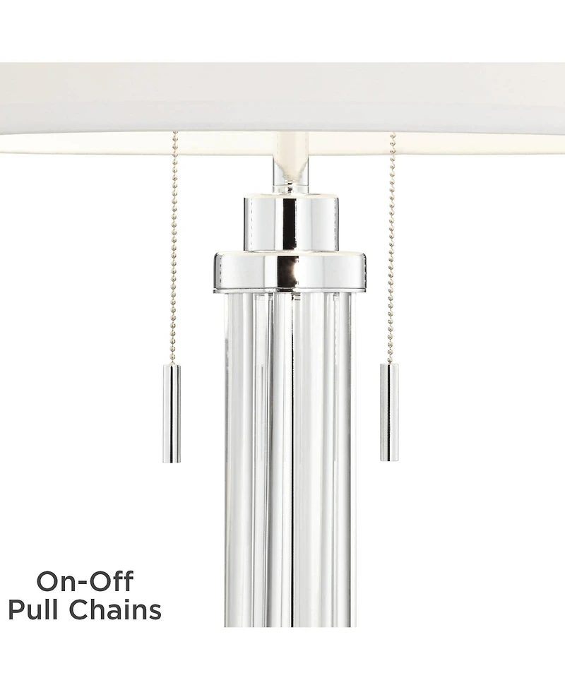 Possini Euro Design Cadence Modern Table Lamp with Square Riser 31 1/2" Tall Glass Column White Shade for Bedroom Living Room Bedside Office Family