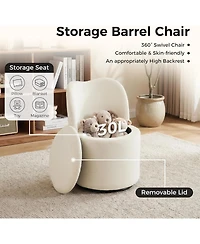 gaomon Velvet Vanity Chair with Storage,360 Swivel Makeup Chair with Back,Modern Swivel Accent Stool Barrel Chair Upholstered Ottoman Vanity Stool