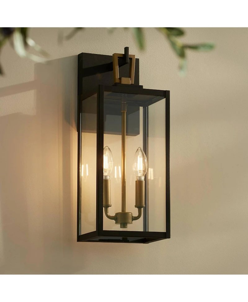 Possini Euro Design Possini Euro Trystin 18 inches and Brass 2-Light Outdoor Wall Light