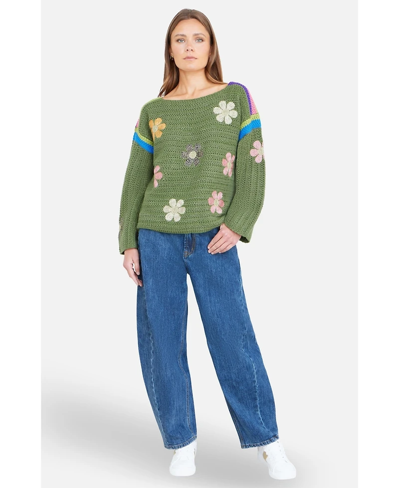 Yumi Women's Crochet Flower Jumper
