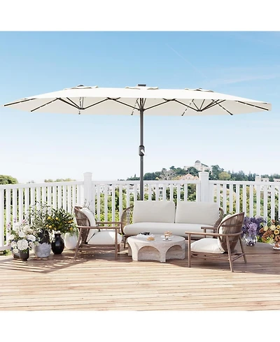 gaomon 15 Ft Patio Umbrella with Solar lights and Base Included for Garden, Pool