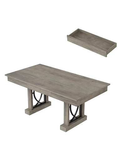 homfan 71 In Dining Table for 6-8 with 2 Drawers, Rectangular Kitchen Table with Metal Frame and Wood-Look Top