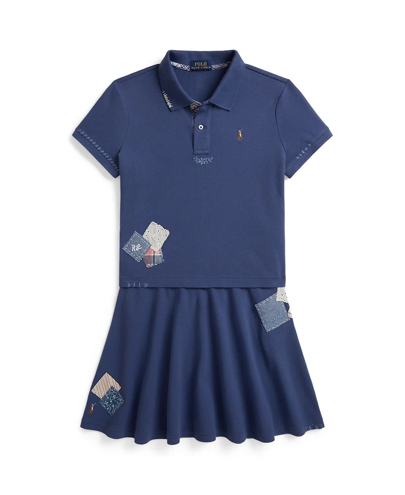 Polo Ralph Lauren Girls' 7-16 Short-Sleeve Shirt and Skirts, 2-Piece Set