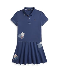 Polo Ralph Lauren Girls' 7-16 Short-Sleeve Shirt and Skirts, 2-Piece Set