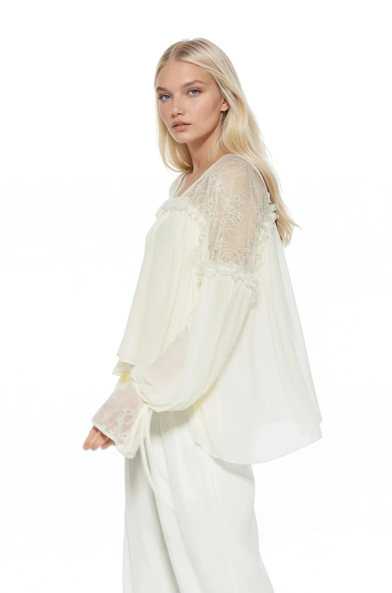 Alexia Admor Women's Indigo Lace Cotton Blouse