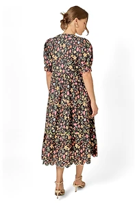 English Factory Women's Contrast Scallop Edge Midi Dress