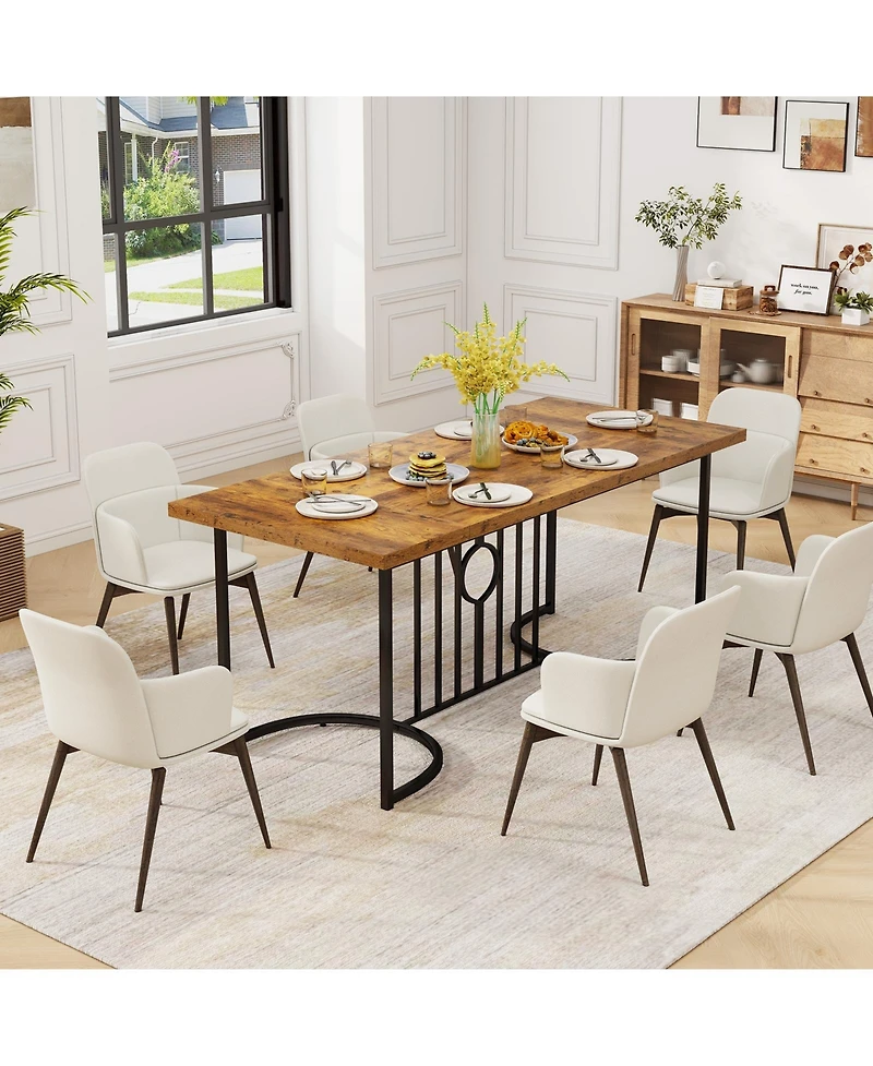 Gymax Large Dining Table for 6-8 People Rectangular Kitchen Table Dinette Table