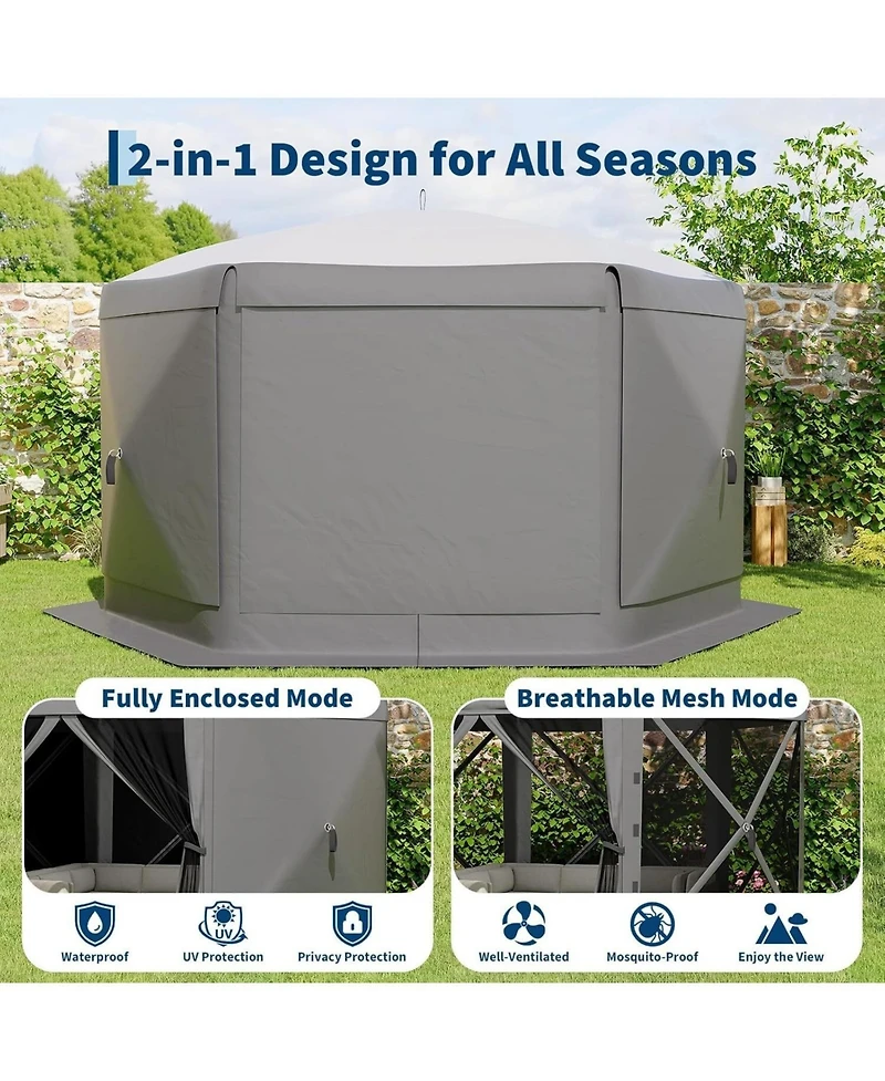 gaomon 11.8FT Collapsible Gazebo Tent with 6 Removable Wind Panels for Outdoor Events, Camping, Patio, Backyard
