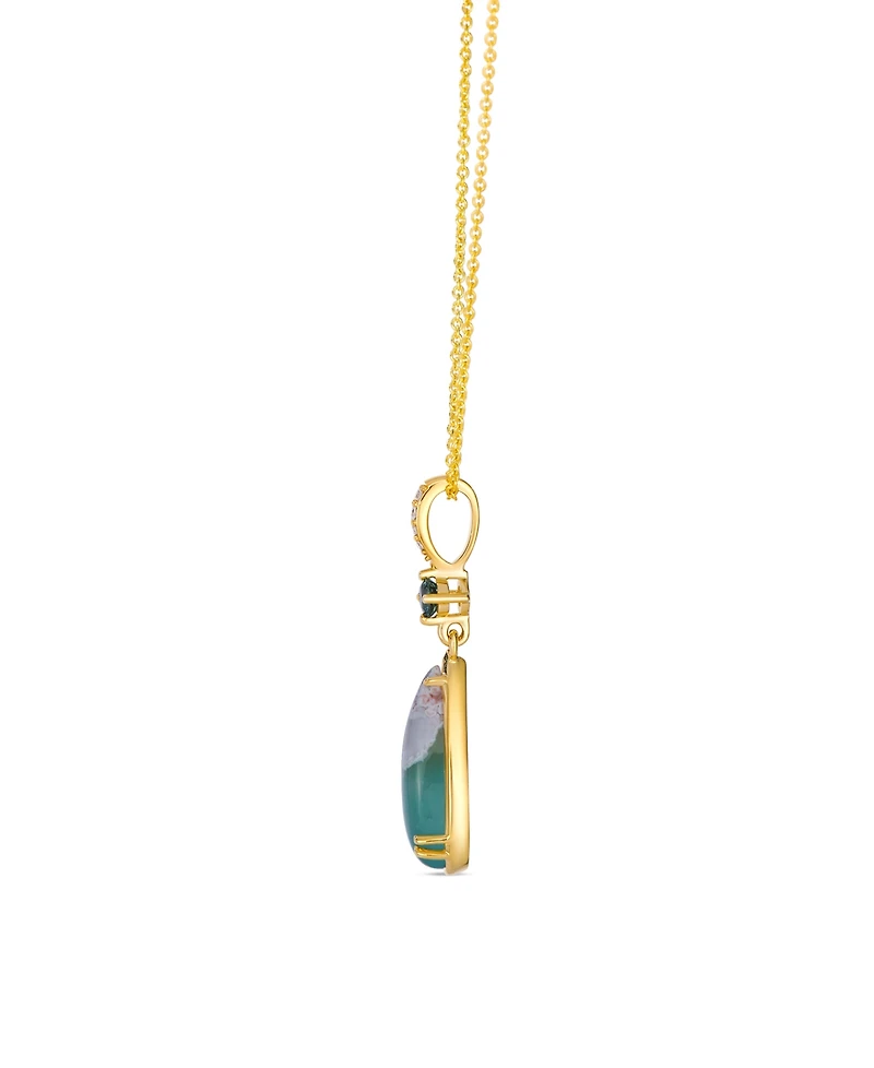 Le Vian Aquaprase, Montana Sapphire (1-3/4 ct. t.w.) & Diamond Pendant Necklace in 14k Honey Gold